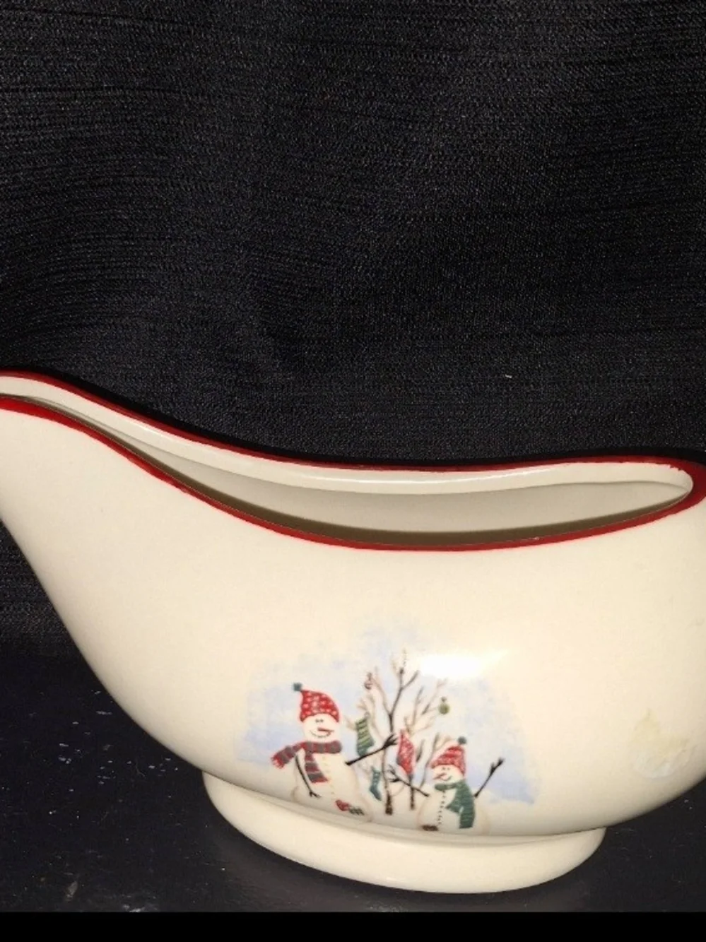 Cream Snowman Creamer And Gravy Boat w/Bonus